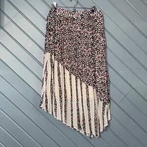 Girl with Curves x Lane Bryant Purple Leopard Print White Pleated Angled Skirt